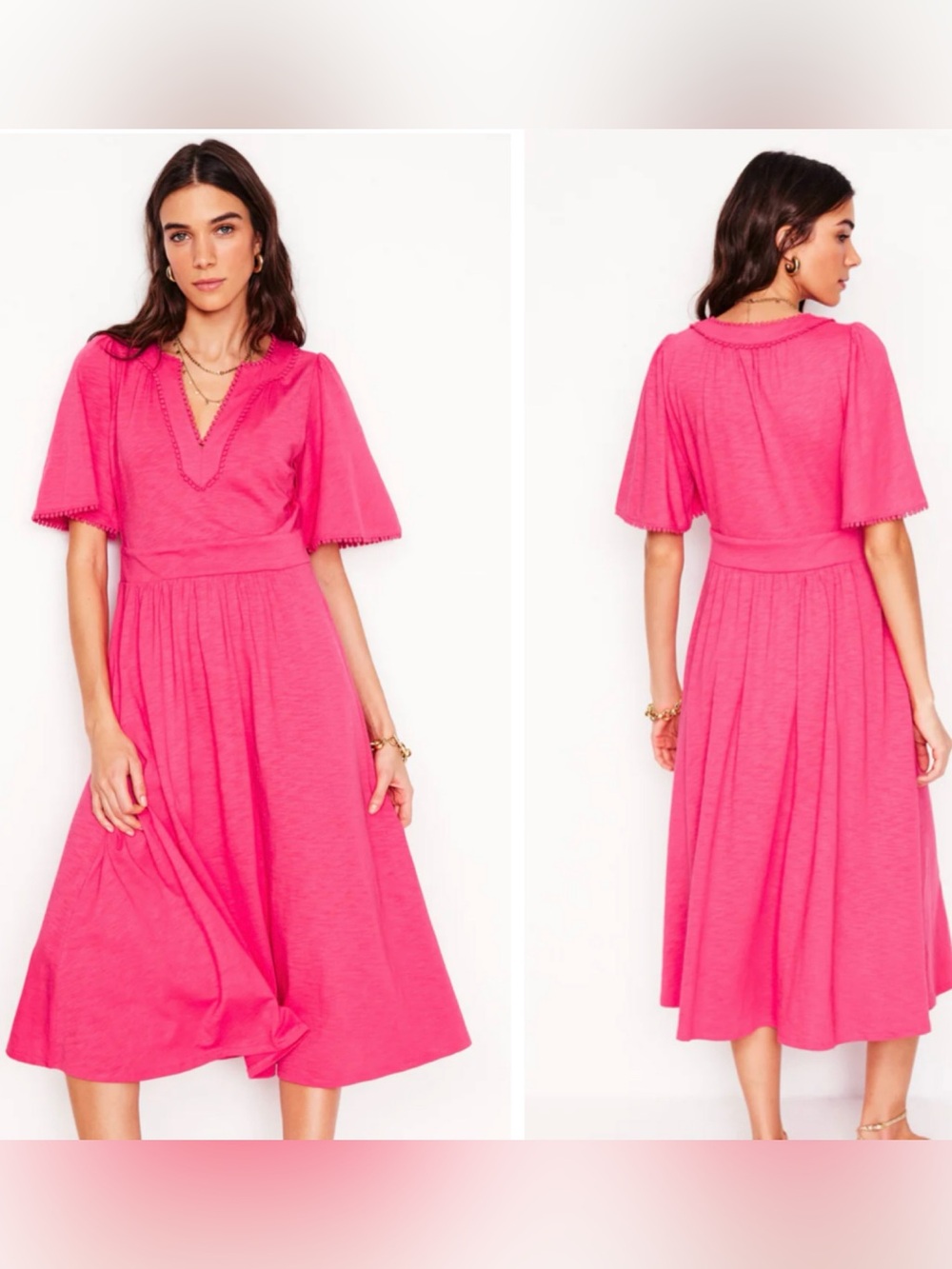 Boden Maddie Trim Jersey Dress in Camelia Pink Size US 2P